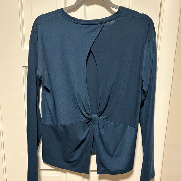 Athleta Womens Twist Back Keyhole Open Long Sleeve Navy Blue -Small - Picture 2 of 4